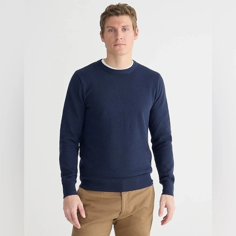 New J Crew Cotton piqué-stitch crewneck sweater Item BM043